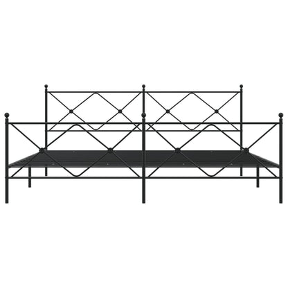 Sturdy Black Metal Bed Frame with Footboard 193x203cm