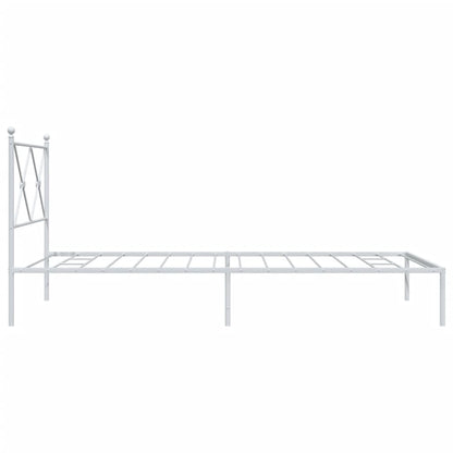 White Metal Bed Frame with Headboard, 100x200cm, No Mattress