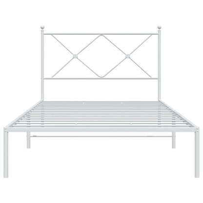 White Metal Bed Frame with Headboard 107x203cm - No Mattress