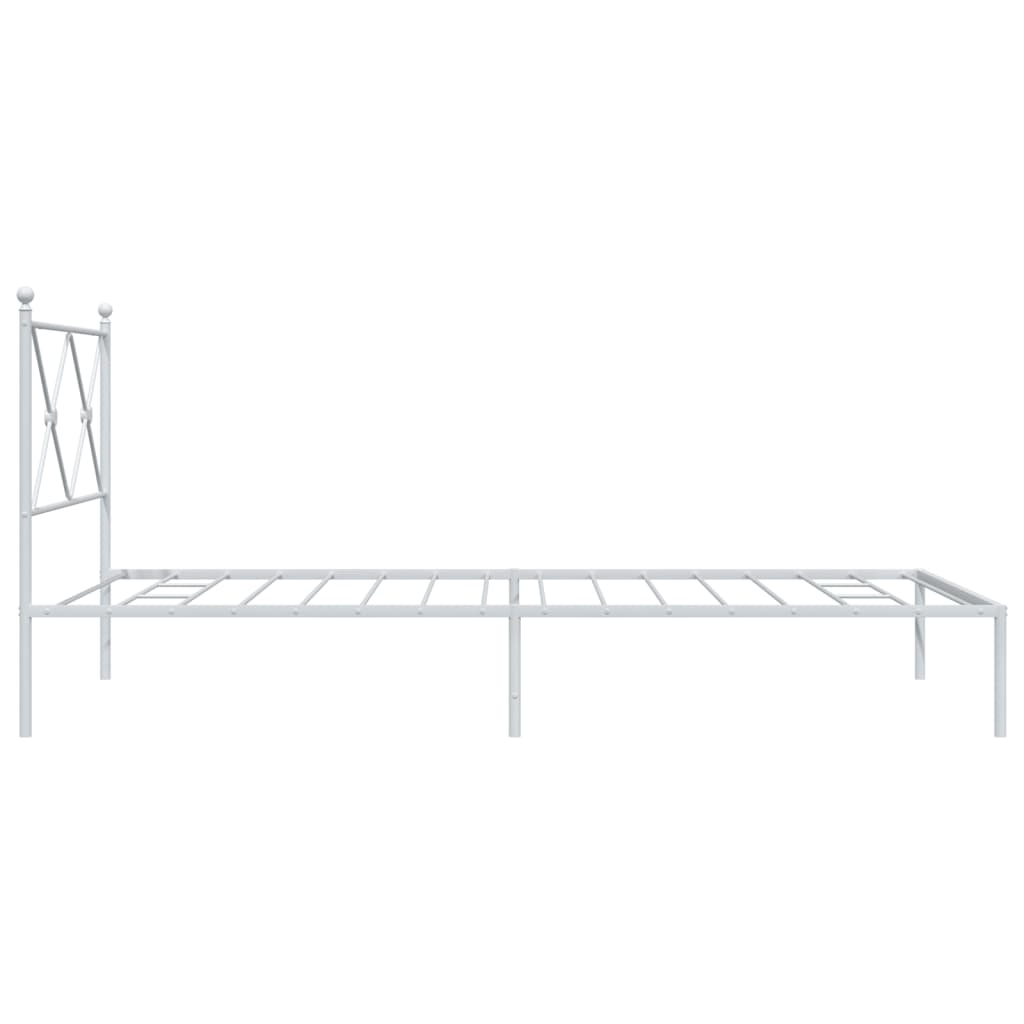 White Metal Bed Frame with Headboard 107x203cm - No Mattress