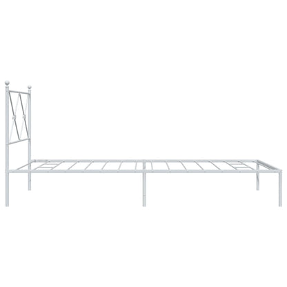 White Metal Bed Frame with Headboard 107x203cm - No Mattress