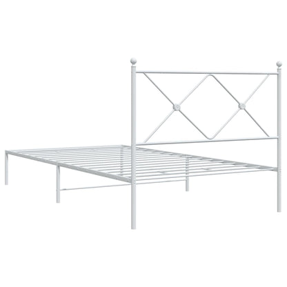 White Metal Bed Frame with Headboard 107x203cm - No Mattress