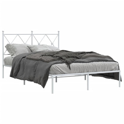 White Metal Bed Frame with Headboard, 120x200cm - Elegant & Sturdy