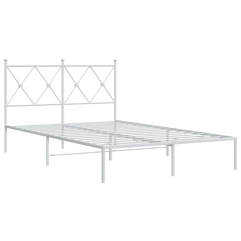 White Metal Bed Frame with Headboard, 120x200cm - Elegant & Sturdy