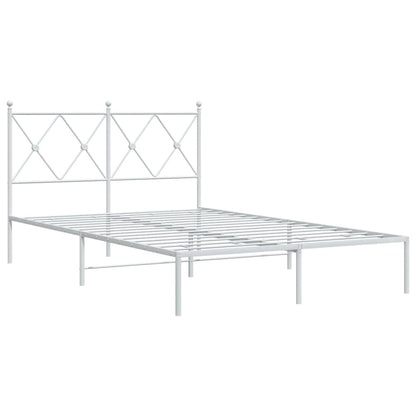 White Metal Bed Frame with Headboard, 120x200cm - Elegant & Sturdy