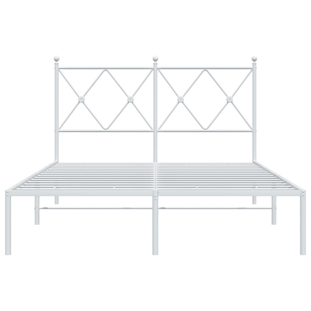 White Metal Bed Frame with Headboard, 120x200cm - Elegant & Sturdy