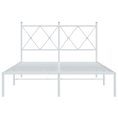 White Metal Bed Frame with Headboard, 120x200cm - Elegant & Sturdy