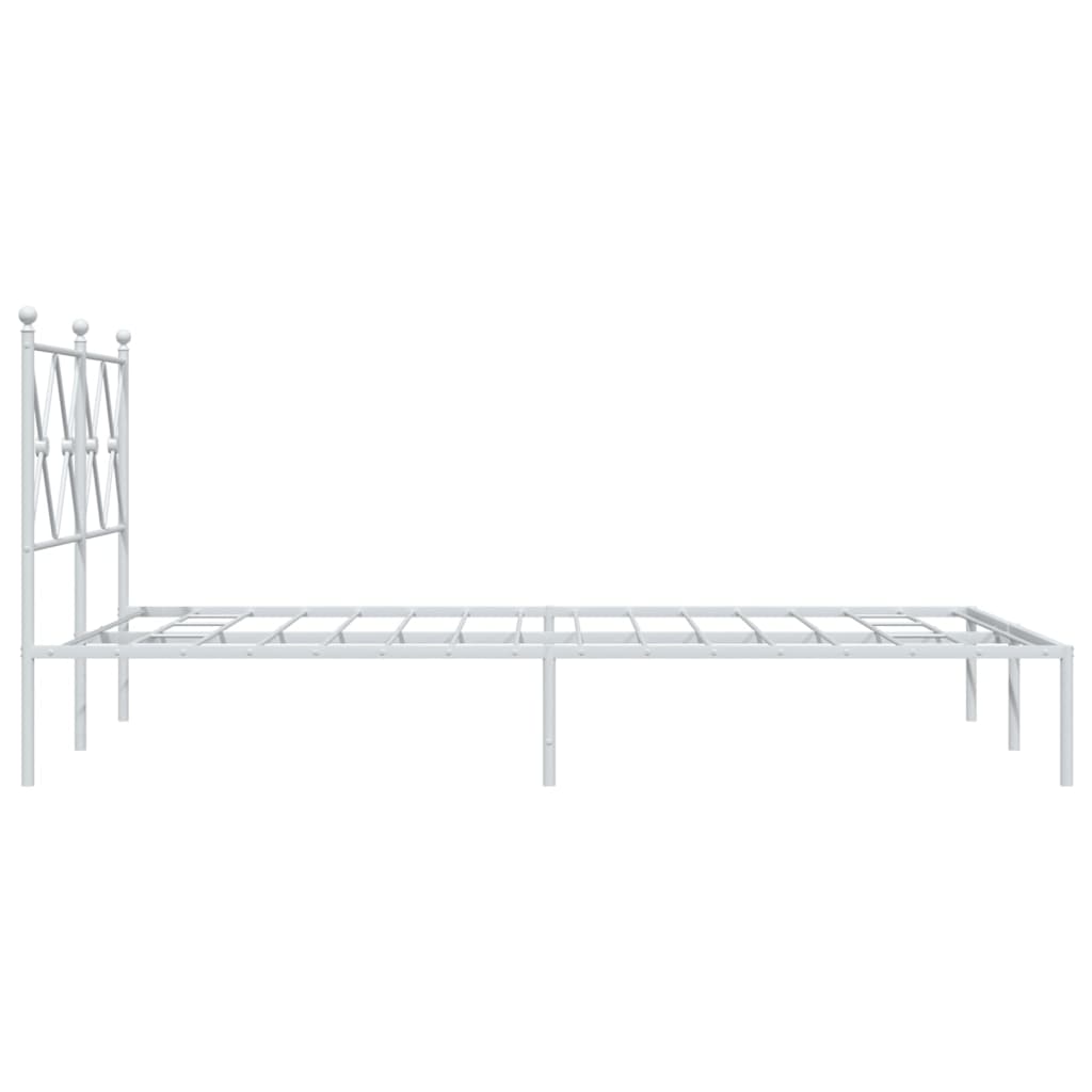 White Metal Bed Frame with Headboard, 120x200cm - Elegant & Sturdy