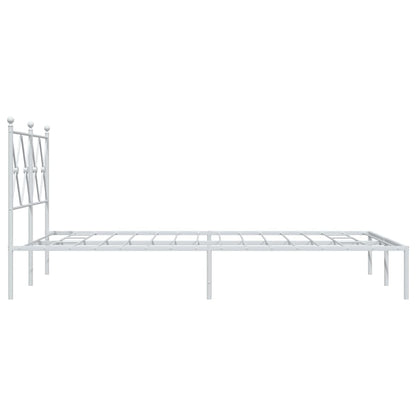 White Metal Bed Frame with Headboard, 120x200cm - Elegant & Sturdy