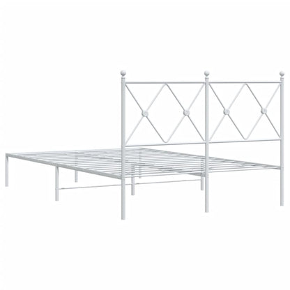 White Metal Bed Frame with Headboard, 120x200cm - Elegant & Sturdy