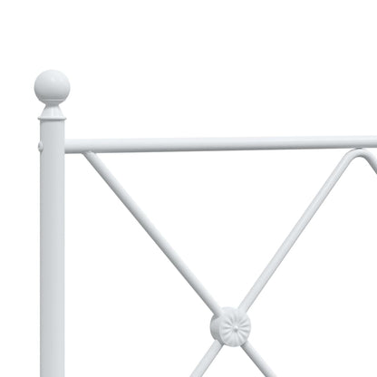 White Metal Bed Frame with Headboard, 120x200cm - Elegant & Sturdy