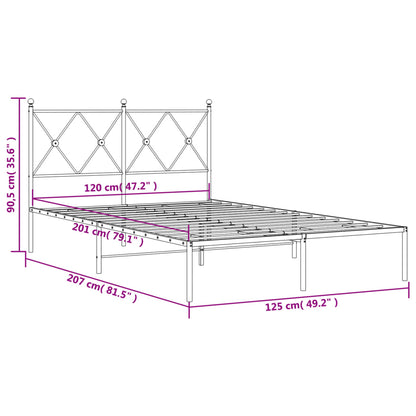 White Metal Bed Frame with Headboard, 120x200cm - Elegant & Sturdy