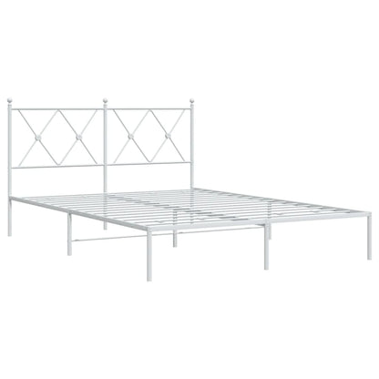 White Metal Bed Frame with Headboard 135x190cm - No Mattress