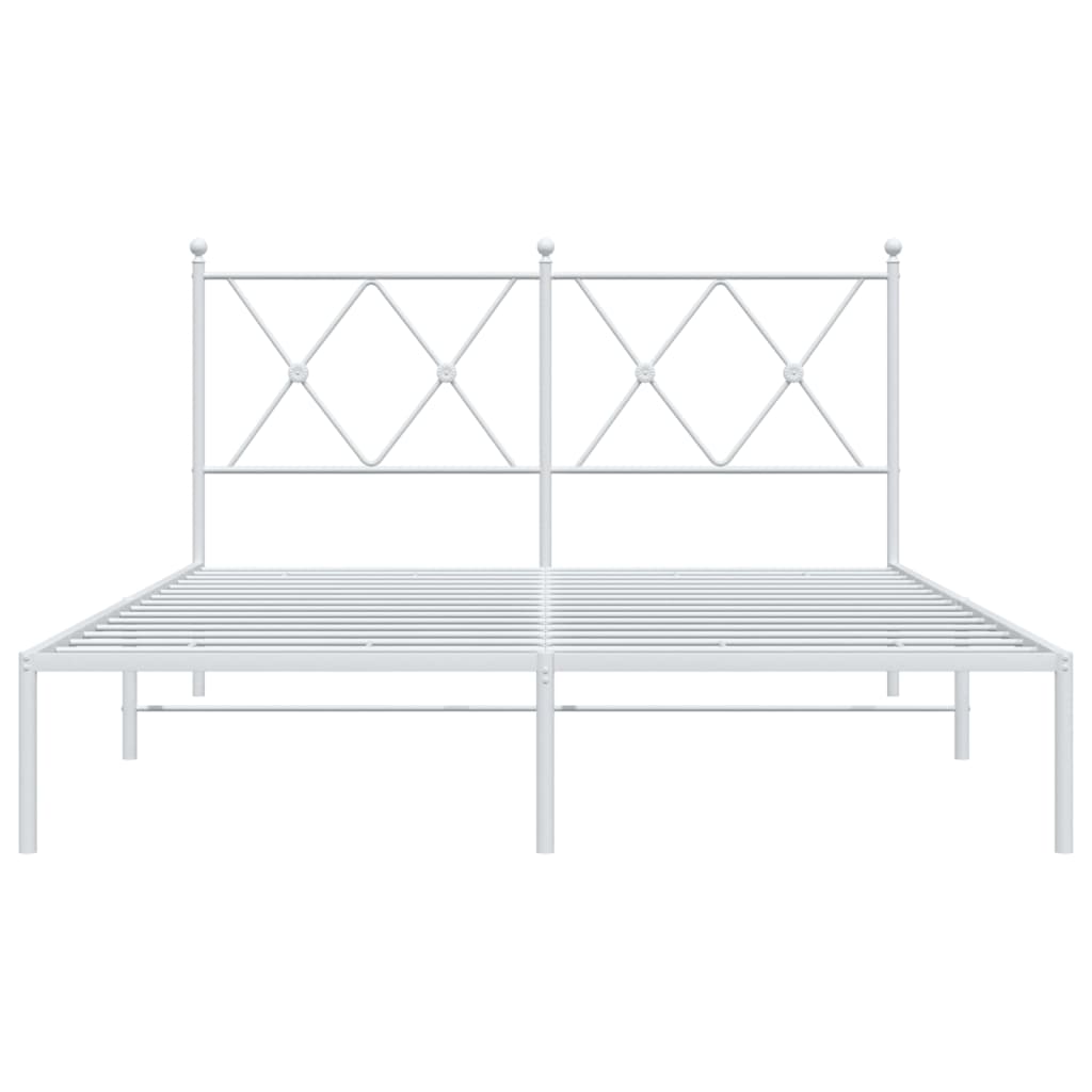 White Metal Bed Frame with Headboard 135x190cm - No Mattress