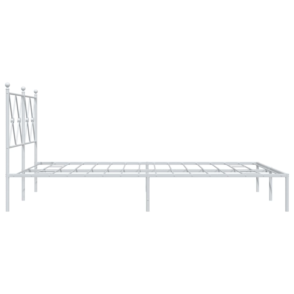 White Metal Bed Frame with Headboard 135x190cm - No Mattress