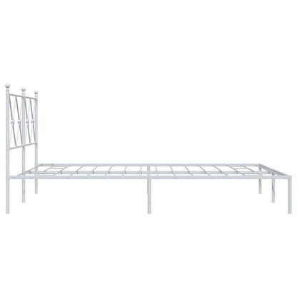 White Metal Bed Frame with Headboard 135x190cm - No Mattress