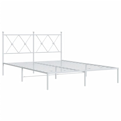 White Metal Bed Frame with Headboard – 140x200cm Sturdy Design