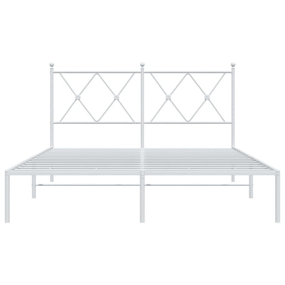 White Metal Bed Frame with Headboard – 140x200cm Sturdy Design