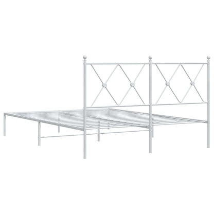 White Metal Bed Frame with Headboard – 140x200cm Sturdy Design