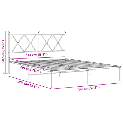 White Metal Bed Frame with Headboard – 140x200cm Sturdy Design