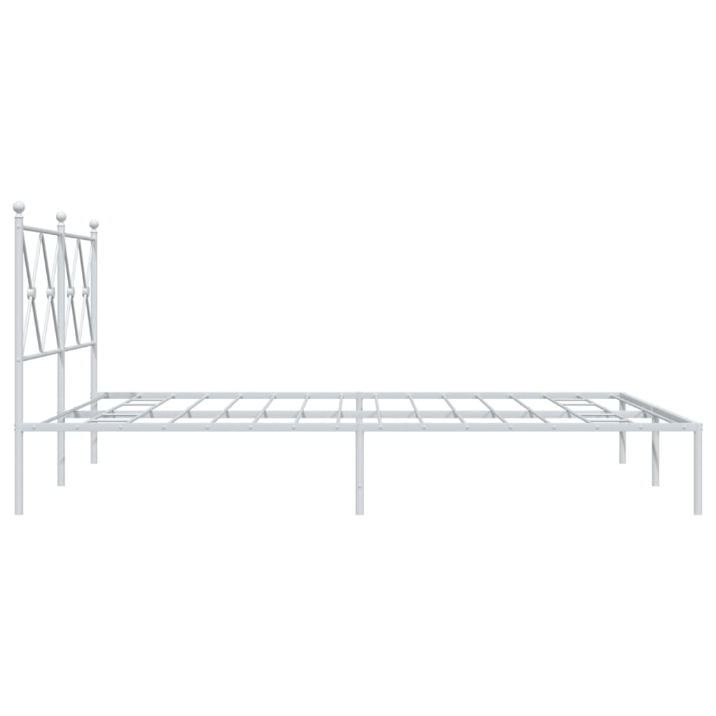 White Metal Bed Frame with Headboard, 150x200cm - Sturdy & Stylish