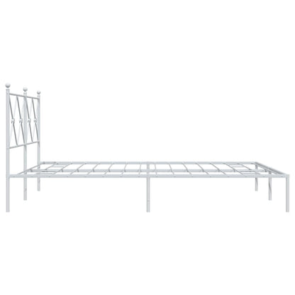 White Metal Bed Frame with Headboard, 150x200cm - Sturdy & Stylish