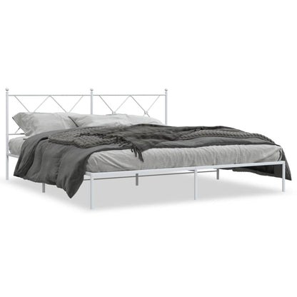 White Metal Bed Frame with Headboard 183x213cm - No Mattress