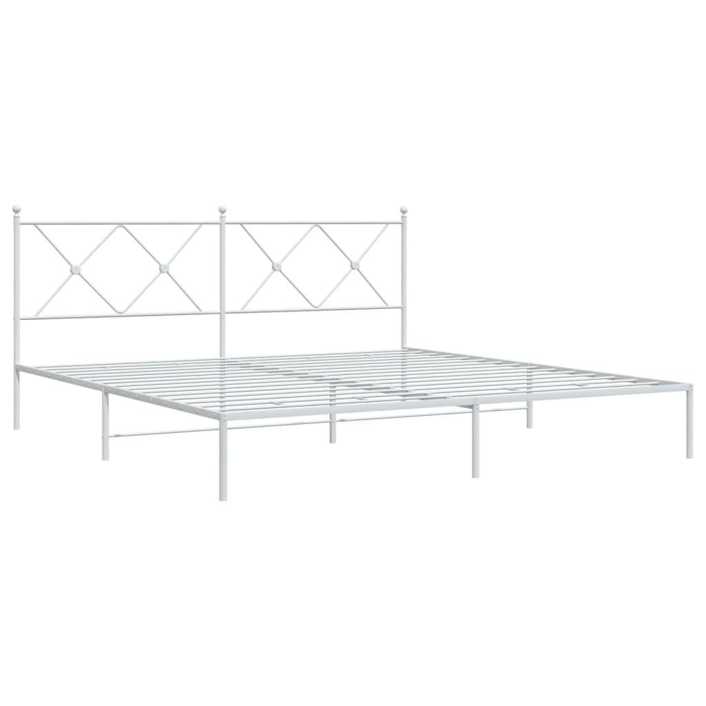 White Metal Bed Frame with Headboard 183x213cm - No Mattress
