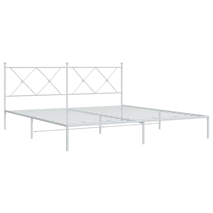 White Metal Bed Frame with Headboard 183x213cm - No Mattress