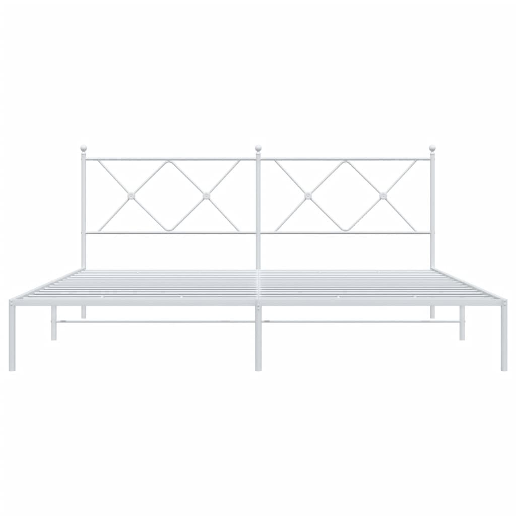 White Metal Bed Frame with Headboard 183x213cm - No Mattress