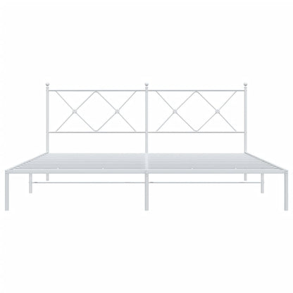 White Metal Bed Frame with Headboard 183x213cm - No Mattress