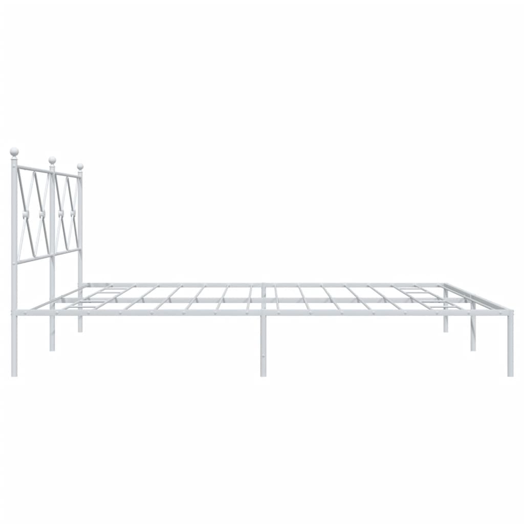 White Metal Bed Frame with Headboard 183x213cm - No Mattress