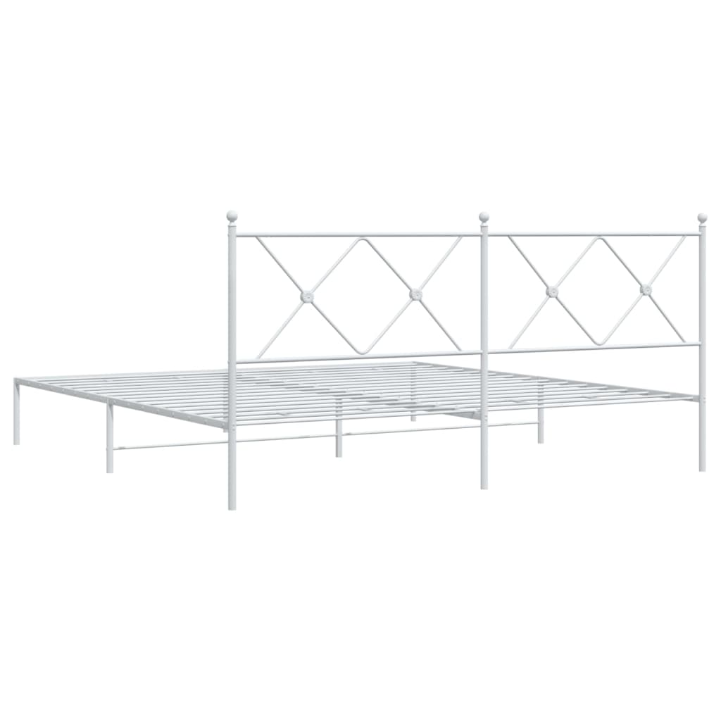 White Metal Bed Frame with Headboard 183x213cm - No Mattress