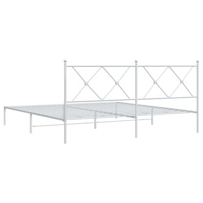 White Metal Bed Frame with Headboard 183x213cm - No Mattress
