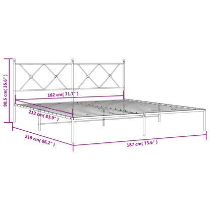 White Metal Bed Frame with Headboard 183x213cm - No Mattress