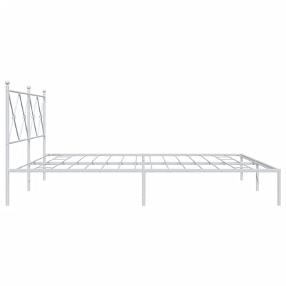 White Metal Bed Frame with Headboard 200x200cm - No Mattress