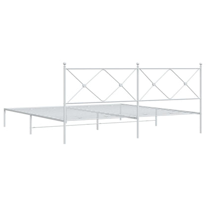 White Metal Bed Frame with Headboard 200x200cm - No Mattress
