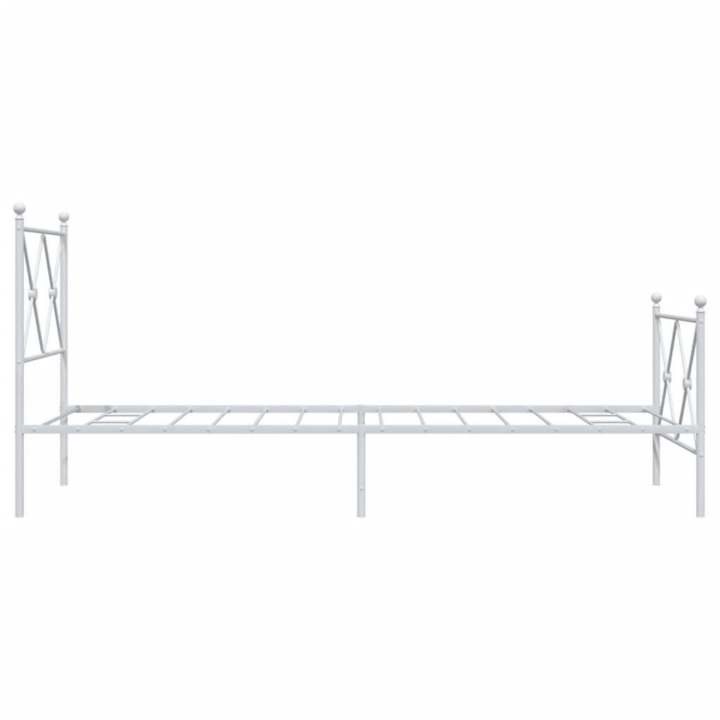 White Metal Bed Frame with Footboard, 80x200cm - No Mattress Included