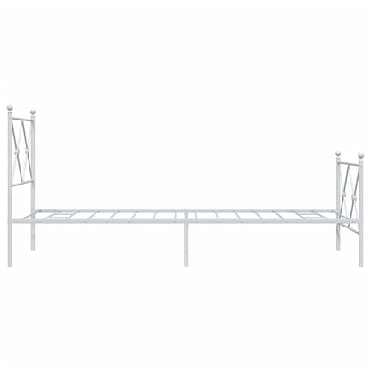 White Metal Bed Frame with Footboard, 80x200cm - No Mattress Included