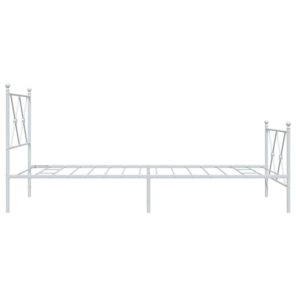 White Metal Bed Frame with Footboard, No Mattress - 90x190cm