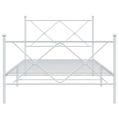 White Metal Bed Frame with Footboard, 100x190cm, No Mattress Included