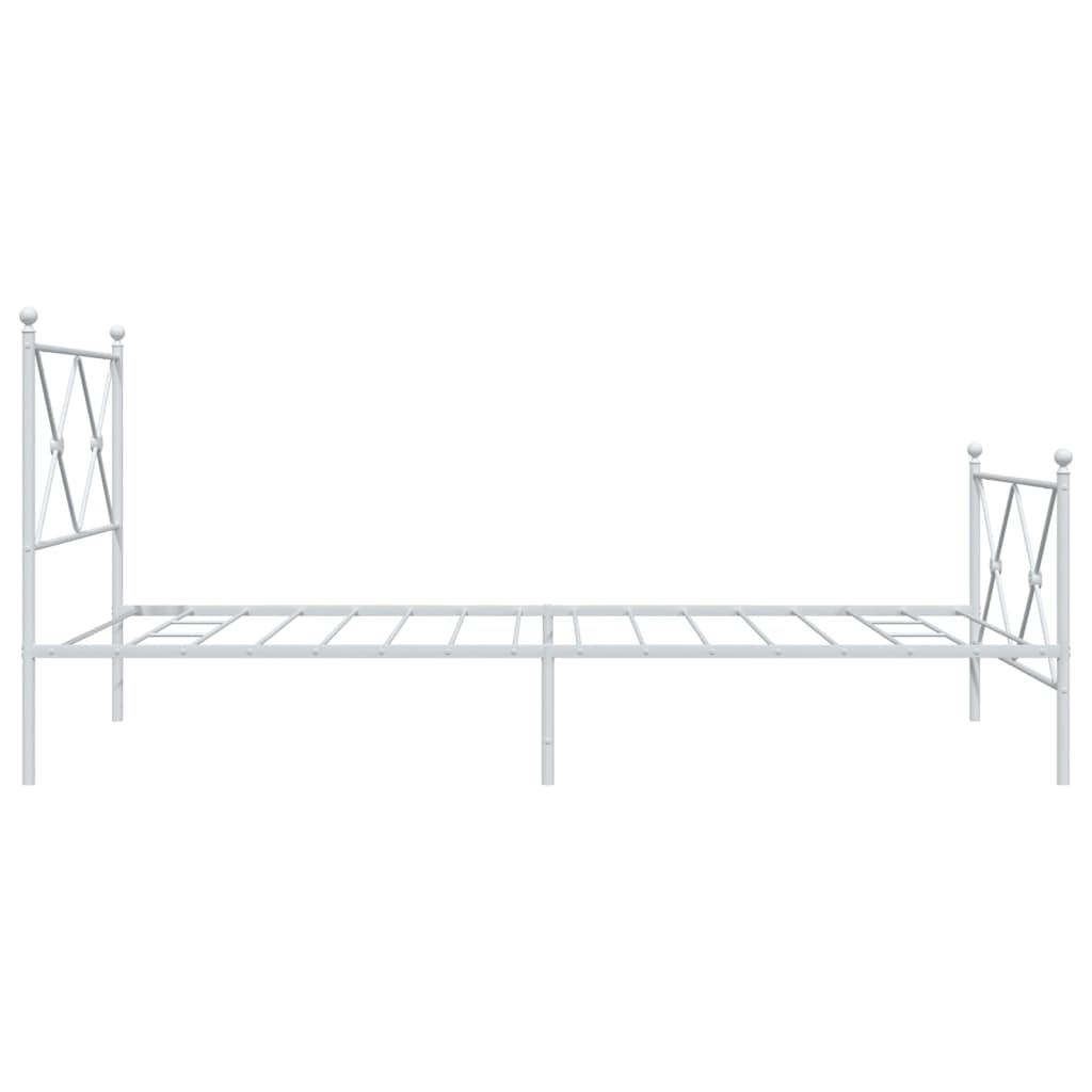 White Metal Bed Frame with Footboard, 100x190cm, No Mattress Included