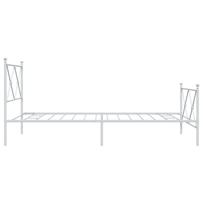 White Metal Bed Frame with Footboard, 100x190cm, No Mattress Included