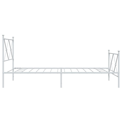 White Metal Bed Frame with Footboard - 100x200cm, No Mattress