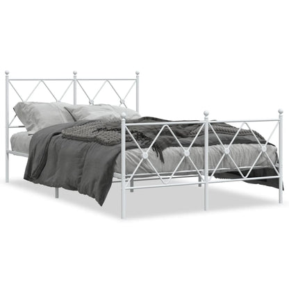 White Metal Bed Frame with Footboard, 120x190cm - No Mattress
