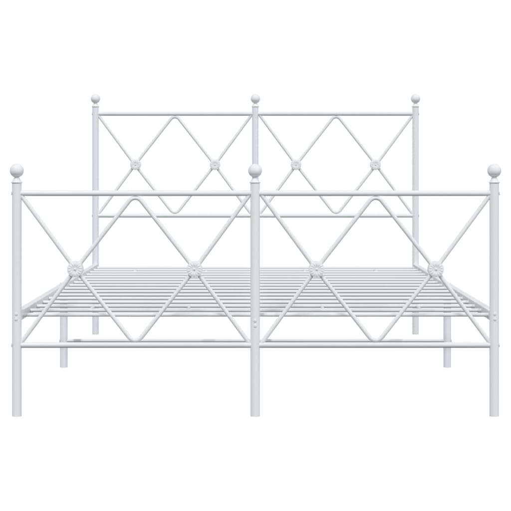 White Metal Bed Frame with Footboard, 120x190cm - No Mattress