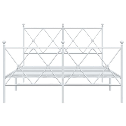 White Metal Bed Frame with Footboard, 120x190cm - No Mattress