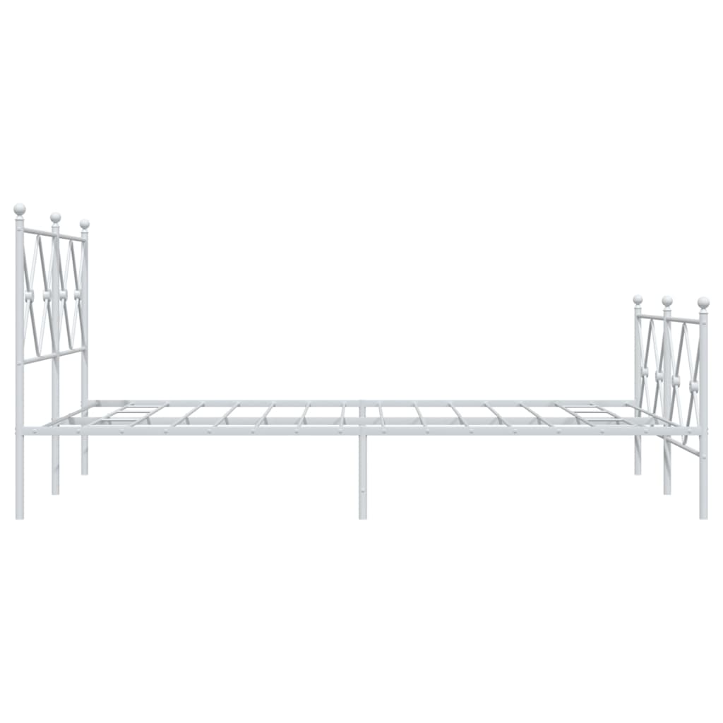 White Metal Bed Frame with Footboard, 120x190cm - No Mattress