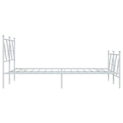 White Metal Bed Frame with Footboard, 120x190cm - No Mattress