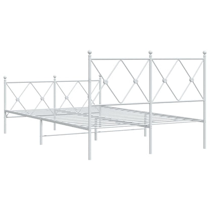 White Metal Bed Frame with Footboard, 120x190cm - No Mattress